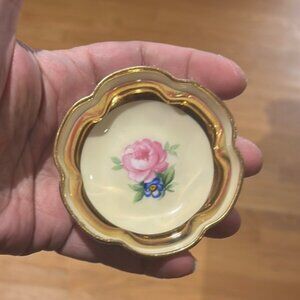 Vintage Noritake Floral Accent Dish - Pink and Gold 3"